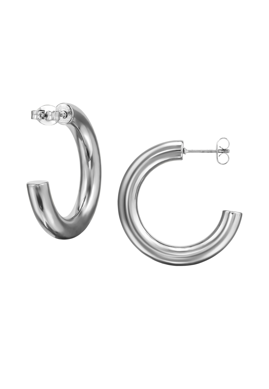 30mm Rounded Half Hoop Stainless Steel Ear Studs