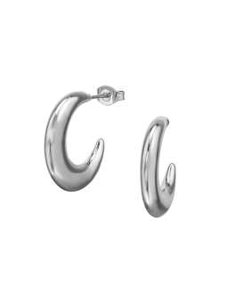 Half Hoop Stainless Steel Ear Studs – Silver