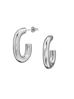 Cleo Hoop Stainless Steel Ear Studs – Silver