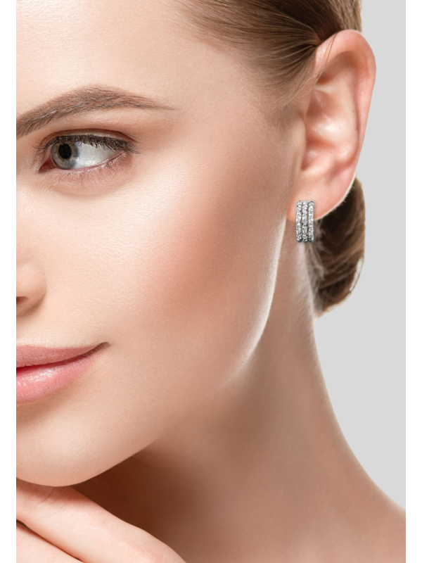 Ohrstecker mit Drei Linien/Stäben und Diamantschliff aus Edelstahl