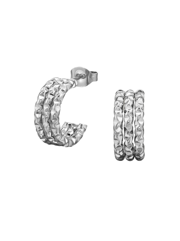 Ohrstecker mit Drei Linien/Stäben und Diamantschliff aus Edelstahl