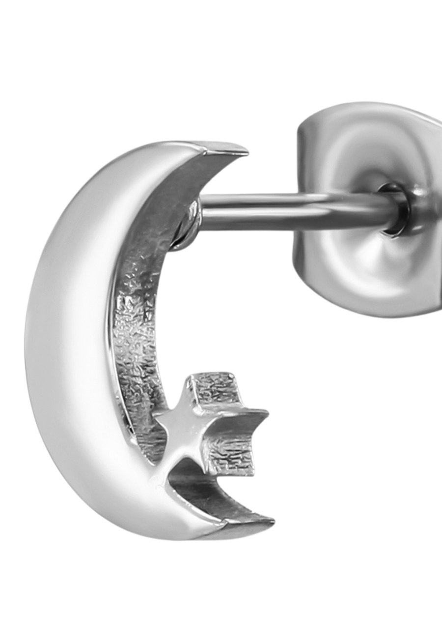 Maxte SES-1398-SS Puces d'Oreilles Lune avec Étoile 8 mm… | Diademita
