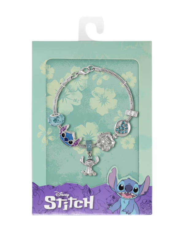 Disney BH00392RL-7 Versilbertes Stitch Charm-Armband | Diademita