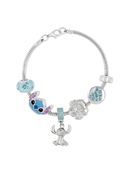 Disney BH00392RL-7 Versilbertes Stitch Charm-Armband | Diademita