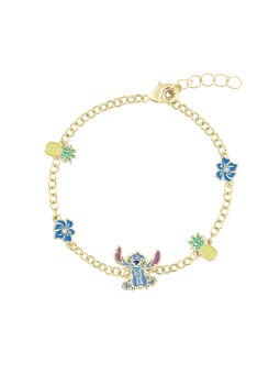 Messing YG Geplateerde Stitch Ananas & Bloemen Armband – Meerkleurig