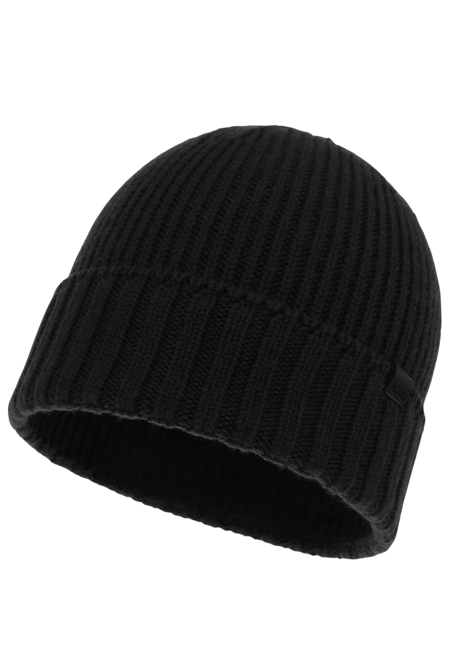 Herren-Wintermütze Bruner – Schwarz, 100% Extra Feine Merinowolle, Nahtlos