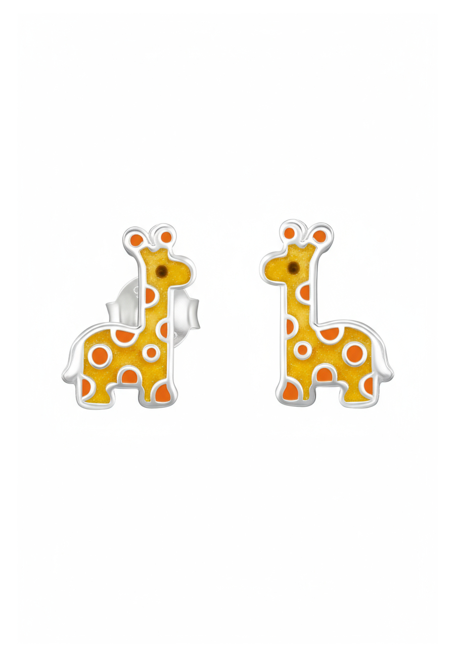 Giraffe Children's Sterling Silver Ear Studs with Epoxy