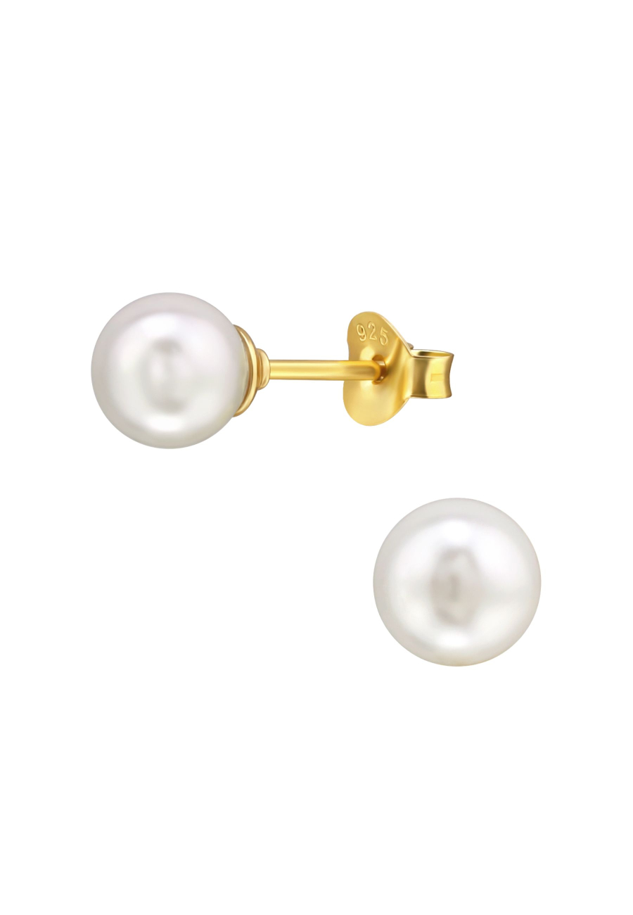 6mm Glass Pearl Sterling Silver Ear Studs