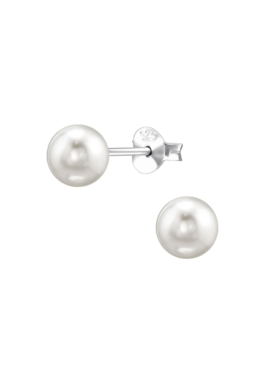 Maxte ES-PGL6 Zilveren Oorknopjes 6 mm met Glazen Parel | Diademita