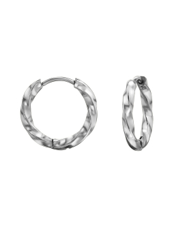 12mm RVS Huggie Oorbellen met Diamantslijpsel – Zilver