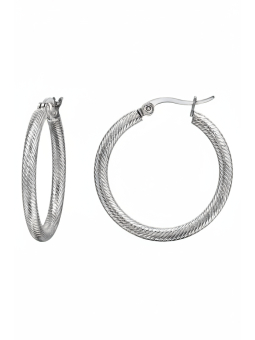30mm RVS Hoepeloorbellen met Slangenhuid Patroon en Franse Sluiting – Zilver