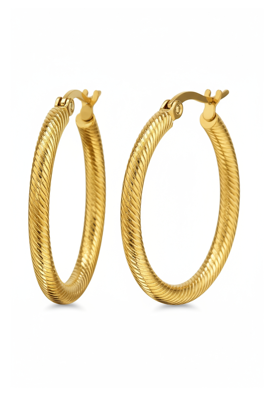 Maxte SEG-1608-GD 30 mm Edelstahl Creolen in Gold mit… | Diademita