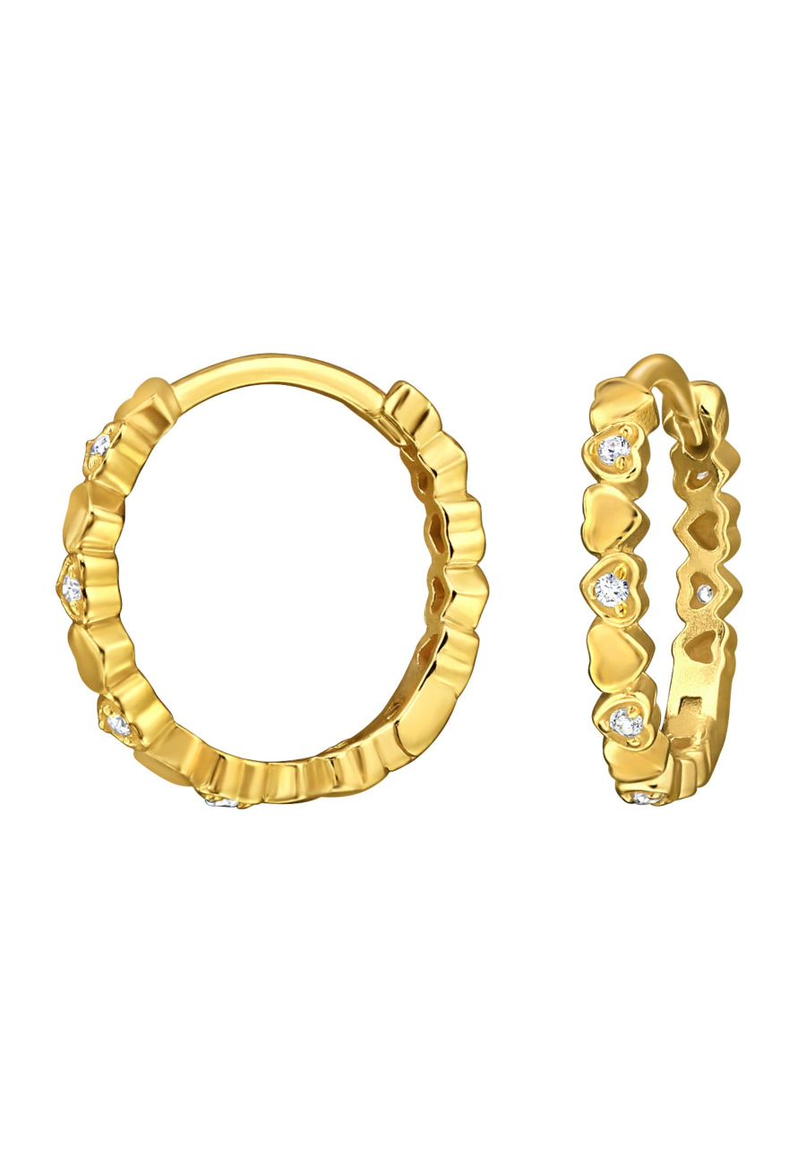 Heart Band Sterlingsilber Huggie Creolen Goldplattiert mit 12x Zirkonia
