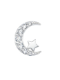 Puces d'Oreilles Lune et Étoile en Argent avec Zircone Cubique