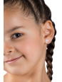 Children's Silver Heart Ear Studs with Imitation Opal