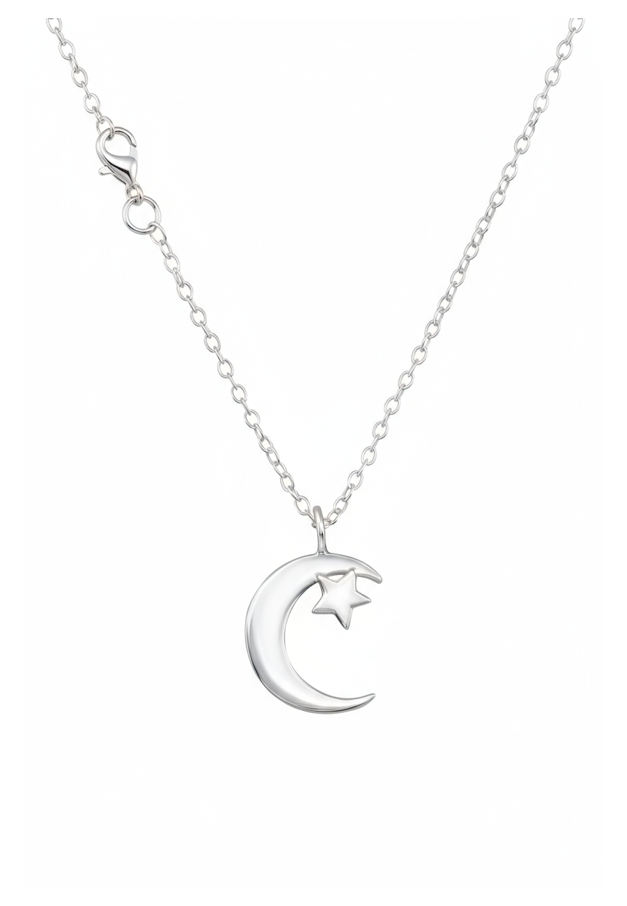 Silver Moon and Star Necklace