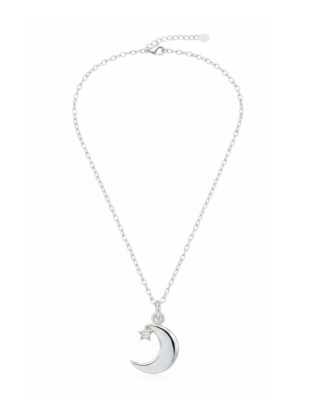 Sterling Silber Halskette Mond mit Stern und Zirkonia