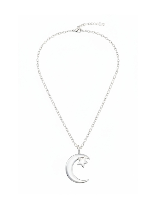 Silver Moon and Star Necklace