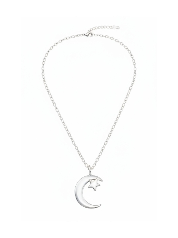 Silver Moon and Star Necklace