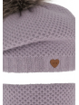 Winterset für Mädchen: rosa Mütze und Schlauchschal mit Pompon Francesca