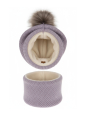 Girl's winter set: pink hat and tube scarf with pompom Francesca