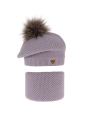Winterset für Mädchen: rosa Mütze und Schlauchschal mit Pompon Francesca