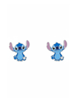 Zilvergeplateerde Stitch Oorbellen – Studs – Blauw