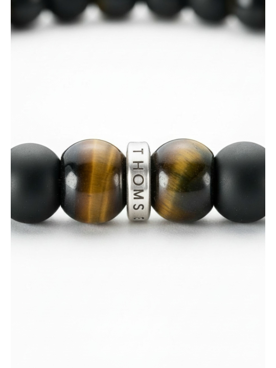 Armband mit Obsidian- und Tigerauge-Perlen (9 mm)