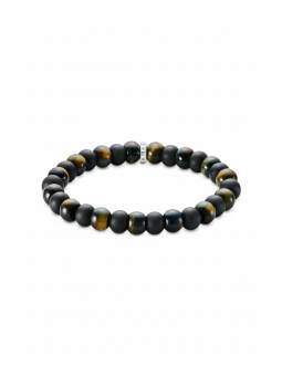 Armband met Obsidiaan en Tijgeroog kralen (9 mm) – Meerkleurig