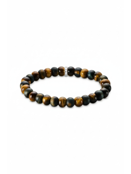 Bracelet avec perles d'Œil de Tigre brun-doré et bleu-doré (9 mm)