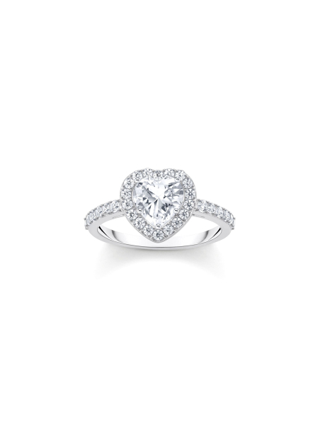 Ring White Halo Heart Shaped Zirconia Silver