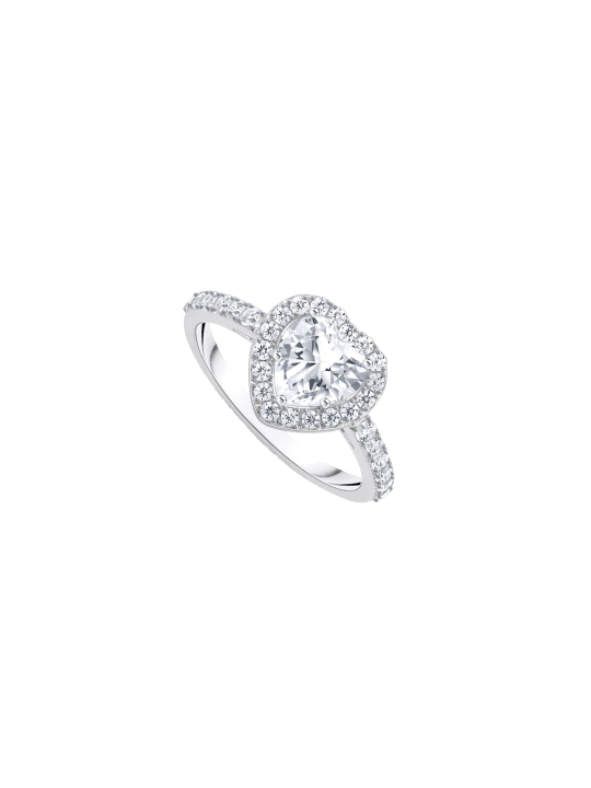 Ring White Halo Heart Shaped Zirconia Silver