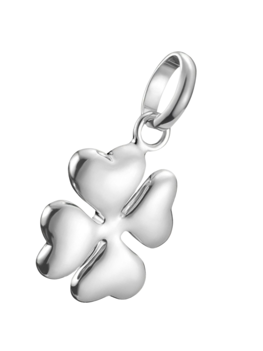 Charm Pendant Lucky Clover In 3D Connect Silver