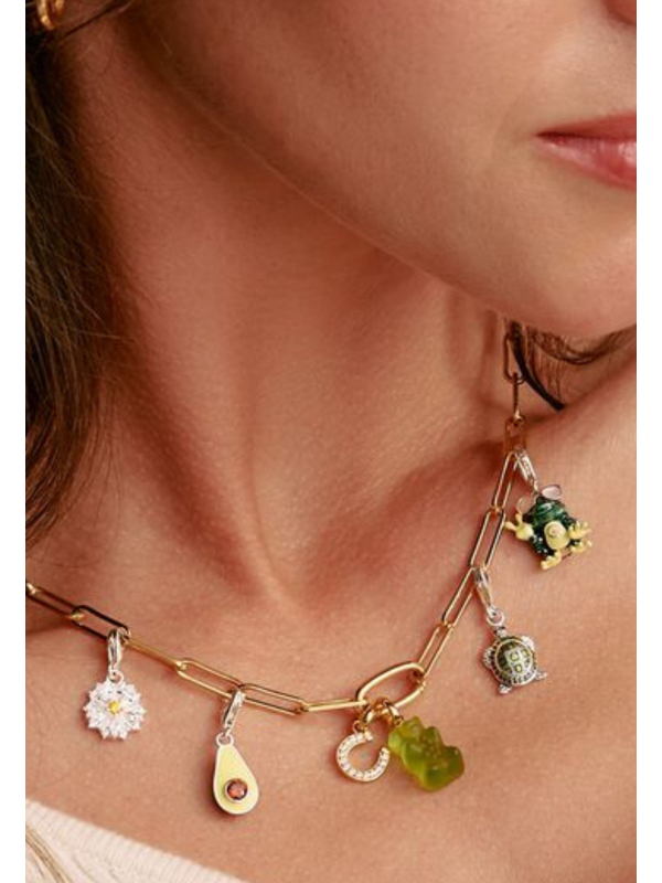 Charm Pendant Horseshoe With Stones Connect Gold-Plated