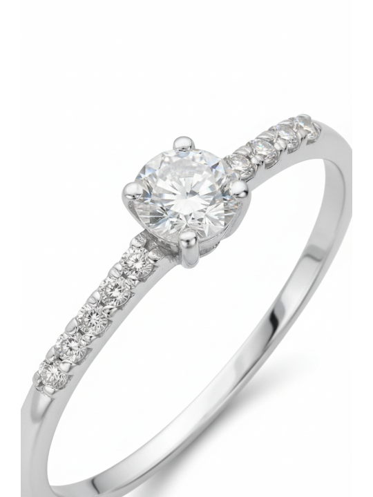 Bague Solitaire en Argent avec Zircone Cubique