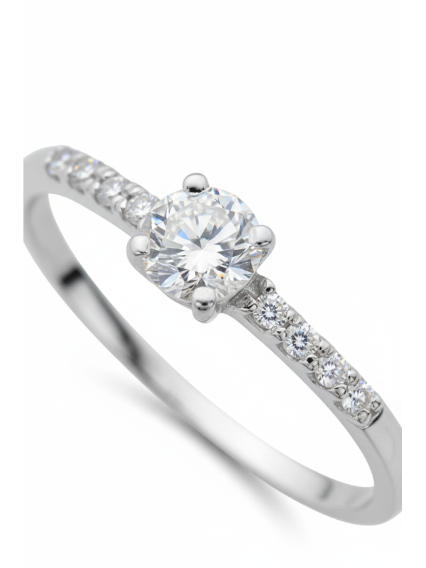 Bague Solitaire en Argent avec Zircone Cubique