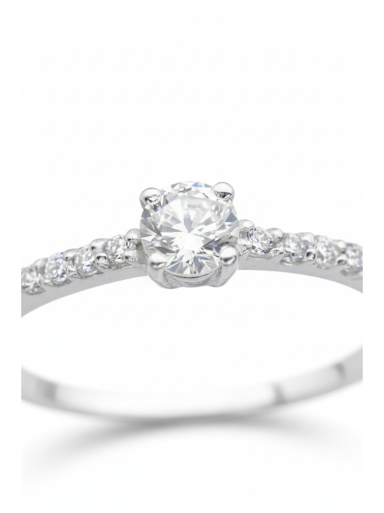 Bague Solitaire en Argent avec Zircone Cubique