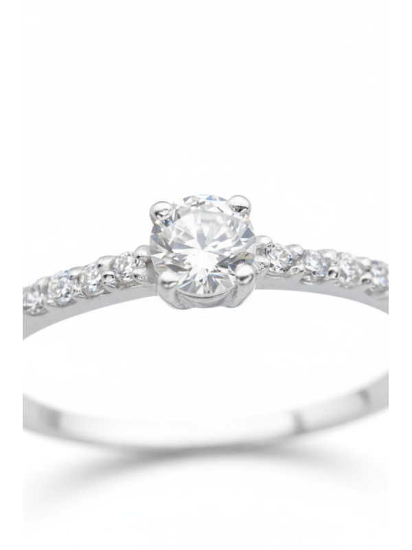 Bague Solitaire en Argent avec Zircone Cubique
