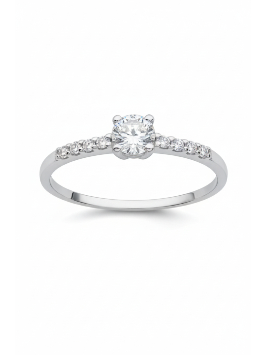 Silver Solitaire Ring with Cubic Zirconia
