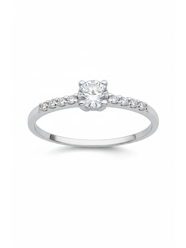 Silver Solitaire Ring with Cubic Zirconia