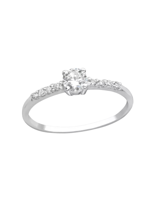 Silver Solitaire Ring with Cubic Zirconia