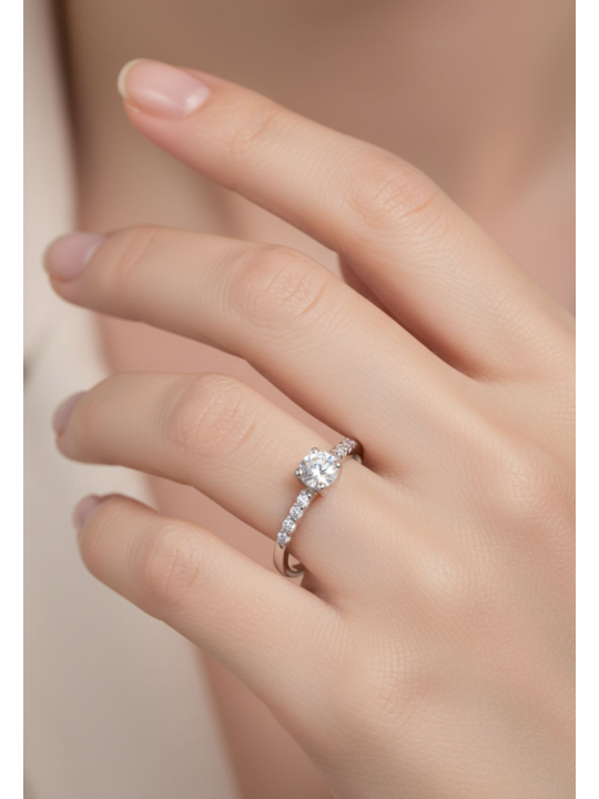 Silver Solitaire Ring with Cubic Zirconia