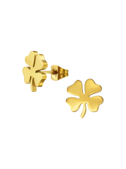 Ohrstecker Kleeblatt aus Edelstahl – Gold