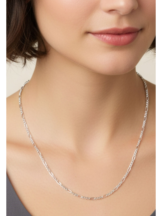 Charm necklace Figaro design silver