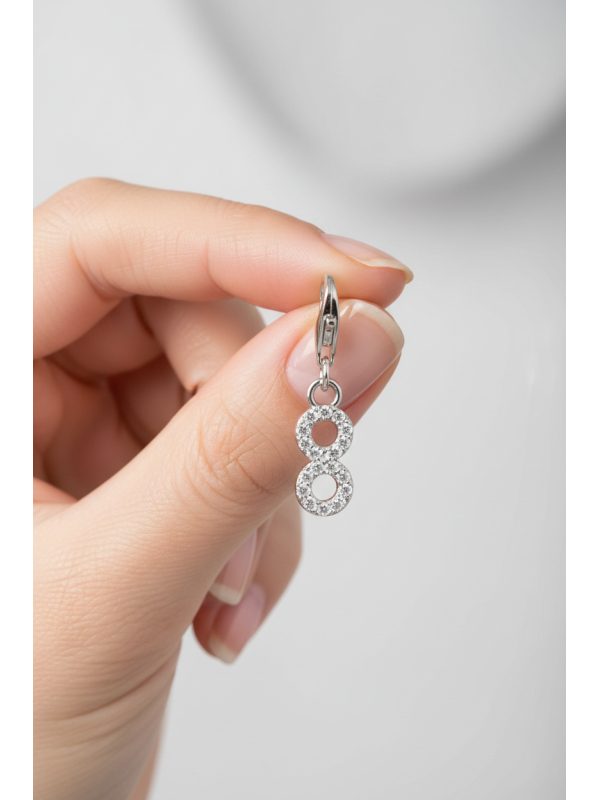 Charm-Anhänger Nummer "8" Zirkonia