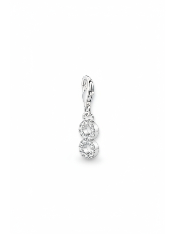 Charm-Anhänger Nummer "8" Zirkonia