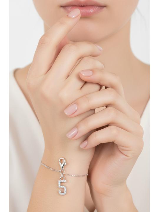 Charm Pendant Number "5" Zirconia