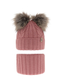 Ensemble d’Hiver pour Fille – Bonnet et Tour de Cou Rose avec Deux Pompons Amala