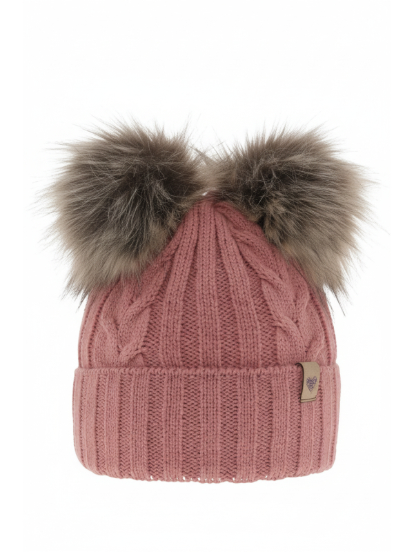 Ensemble d’Hiver pour Fille – Bonnet et Tour de Cou Rose avec Deux Pompons Amala