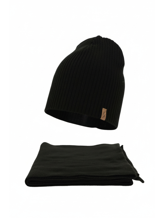 Ensemble d’Hiver Femme – Bonnet et Écharpe, Noir Fena